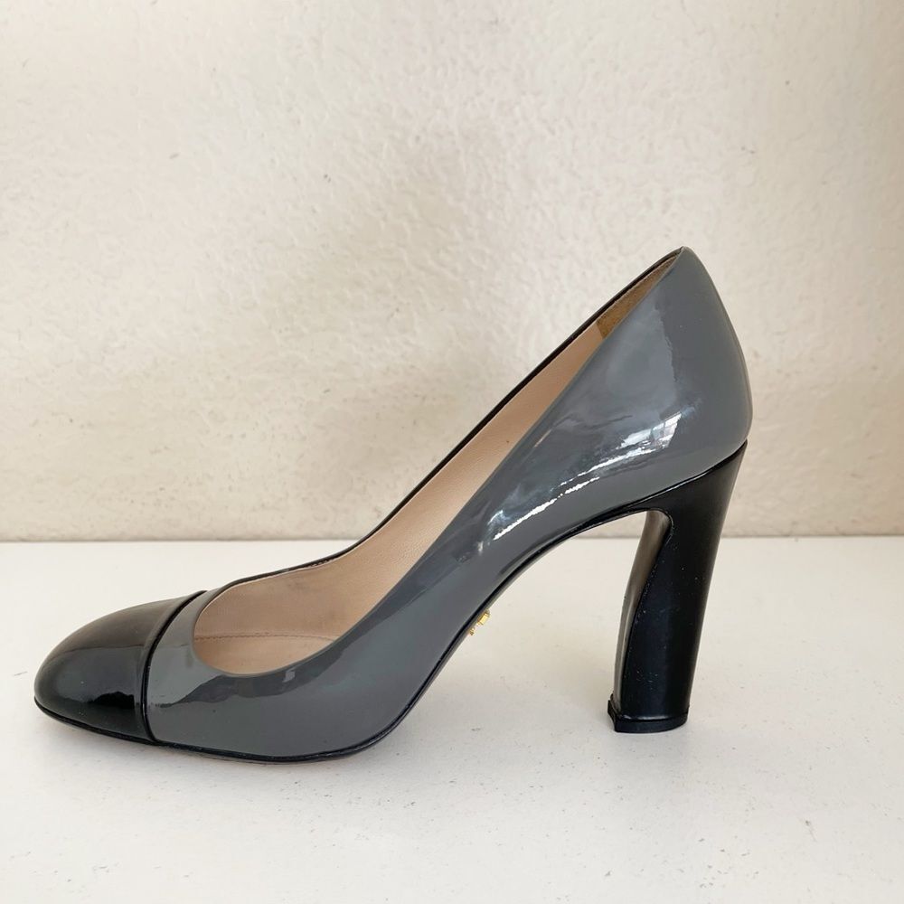 Prada Vernice Bi-Cole black and gray patent leather Heels - Picture 15 of 16